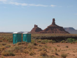 Two buttes and two toilets, Valley of the Gods, Utah