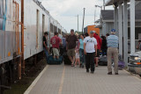 Moosonee station platform after Polar Bear Express arrives