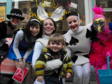 My son the chick magnet with the local school cast of Alice in Wonderland.