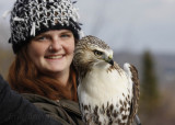 Lizzie posing with the posing Red-tailed Hawk