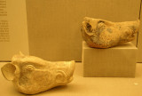 Boars heads in clay from the Minoan Civilization 17th Century BC excavated from ancient Akrotiri