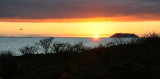 Sunset over Daphne Major island, Galapagos