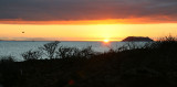 Sunset over Daphne Major island, Galapagos
