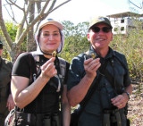 Kathleen and me eating tamarind fruit, Floreana, Galapags