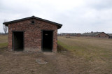 entrance to latrine and common sinks for prisoners in the concentration camp