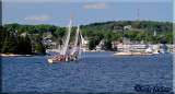 Tourist Enjoy A Ride In A Sailing Schooner Around The Harbor