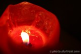 Red candle burning - macro