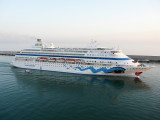 AIDA CARA (1996) leaving Civitavechia, Italy