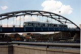 009 (2005) Siemens-Duewag Supertram on the Bowstring Bridge, Comercial Street.JPG