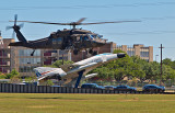 A Blackhawk helicopter in flight.