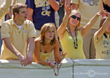 Jackets fans cheer the team on from the front row