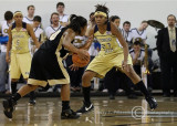 Tech G Deja Foster defends against Wake G Tiffany Roulhac