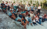 1985 Nohmul Field Crew  cradled within the ancient ballcourt