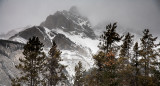 Cascade Mountain in the fog, Banff, Alberta, Canada