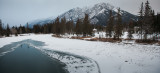 Gazebo and benches by Bow River, Banff