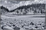 Frozen Bow Falls and Bow River, Banff