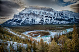 Hoodoos, river bend, Cascade Mountain - Banff