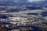 2011 - Tank farm at Port Everglades and Ft. Lauderdale-Hollywood International Airport landscape aerial stock photo