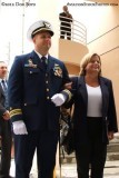 LCDR Herb Eggert, prospective CO of the WEBBER, escorting U. S. Representative Ileana Ros-Lehtinen at the commissioning ceremony