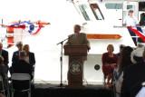 Mr. Donald T. Bollinger, Chairman, CEO and President of Bollinger Shipyards speaking at the commissioning ceremonies