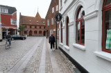 Ribe town hall (built in 1496) at the end of the street
