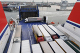 Semi trucks on the ferry