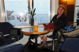 Enjoying a Tuborg during the Baltic Sea crossing (Brenda with her Kindle, me with my netbook)