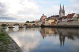 800 year old bridge over the Danube river at Regensburg