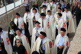 Men wearing robes bearing the Jerusalem Cross, also known as Crusaders Cross