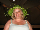 Kim in the banana leaf hat