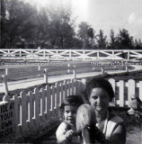 1964 - Nancy Joan Booth and her mom Alma at Dressels Dairy on Milam Dairy Road west of the airport