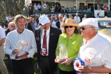 Harry Yeaggy, concours chairman/founder Bill Warner, with Helen and Jack Nethercutt; Wayne Carini visible behind Yeaggy (ST, CR)