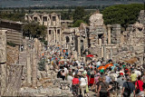Tourists flock at the Library of Celsus, Ephesus, Turkey