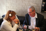 Moshe reciting his wedding vows to Orna in a restaurant in Manhattan after their wedding ceremony.