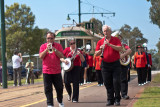 marching in the trams