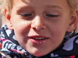 Little boy with whipped cream on his nose