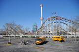 School Buses Arriving for a Visit to the NY Aquarium & Wildlife Conservation Center