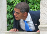 President Obama Lookalike Playing Looking for Presidential Candidate Romney
