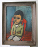 Boy on a Red Chair in a Blue Room by Juan DePrey