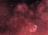 The Soap Bubble (PN G75.5+1.7), Cluster IC 4996, The Crescent Nebula (NGC 6888, Caldwell 27, Sharpless 105) in Cygnus