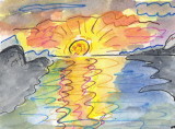 ACEO  Sunset Over The Sea