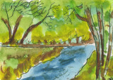 ACEO  Stream Through The Woods