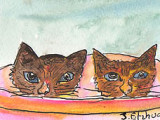 ACEO Two Kittens In a Bin SOLD