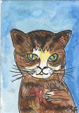 ACEO Original watercolour pen and ink AMBER