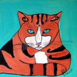 Tiger Cat acrylic on wood