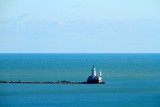 Chicago Harbor Lighthouse on Lake Michigan, view from Santa Fe Building, Chicago