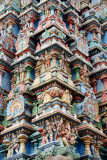 Details of the gopuram, Meenakshi temple, Madurai, India