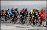 Professional cyklists traing in cold Easter weather