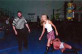 Amy Vitale in wrestling action