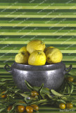 Old tureen with lemons and mandarin